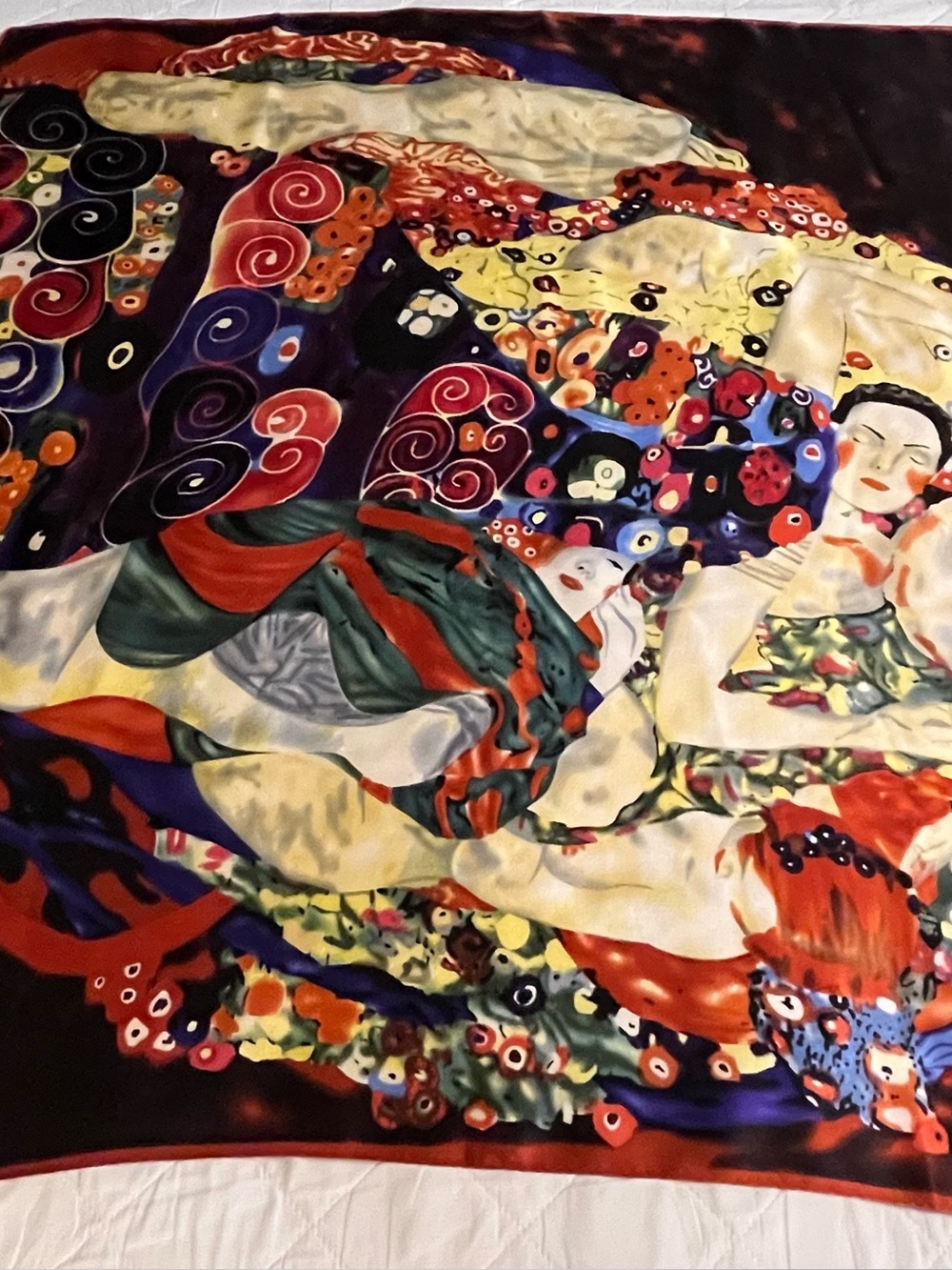 Gustav Klimt The Virgin Silk Scarf 35” x 35” Hand Rolled